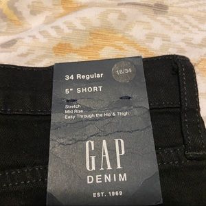 cuffed black denim shorts